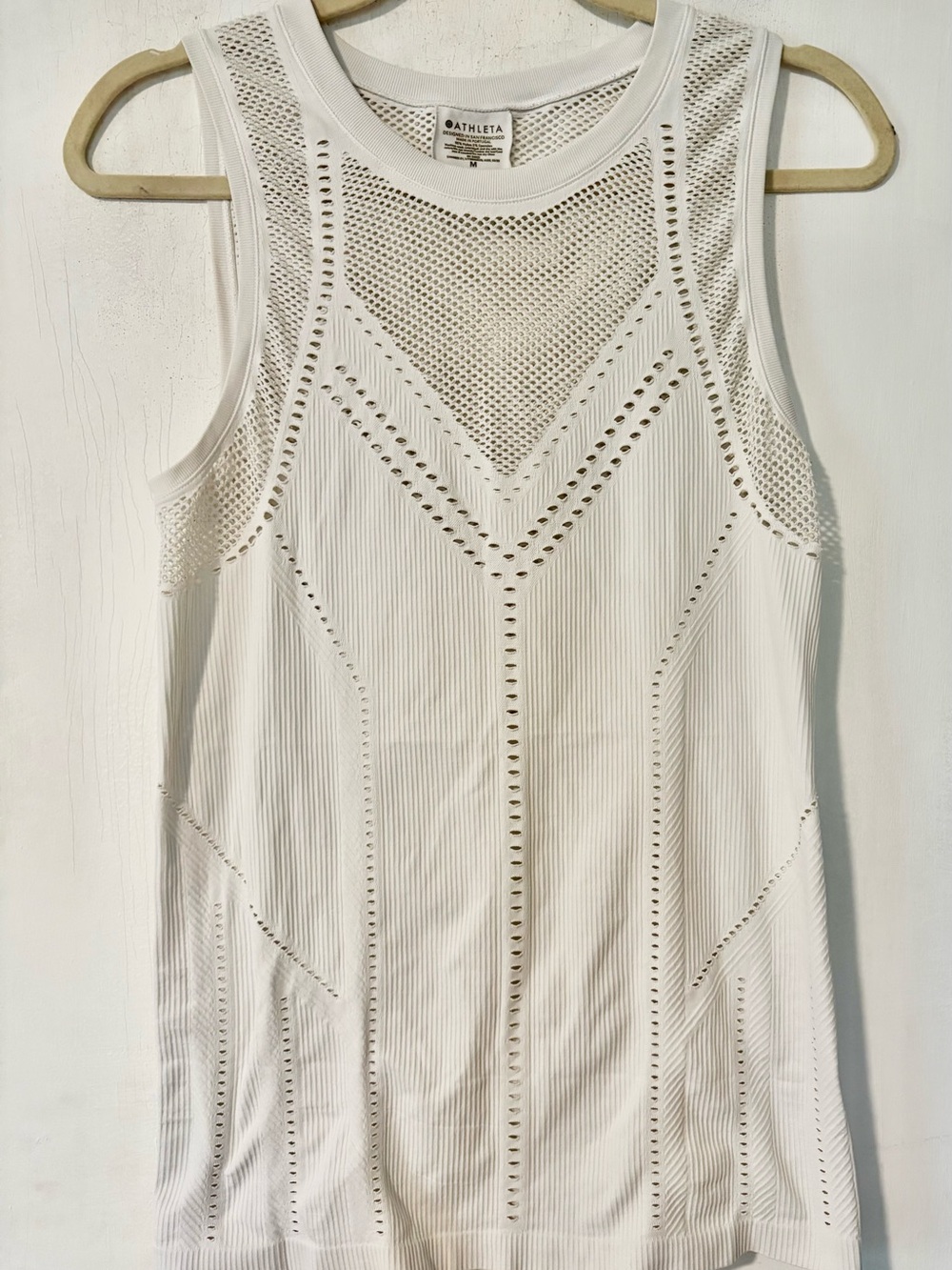 Athleta White Sleeveless Perforated Active Tank